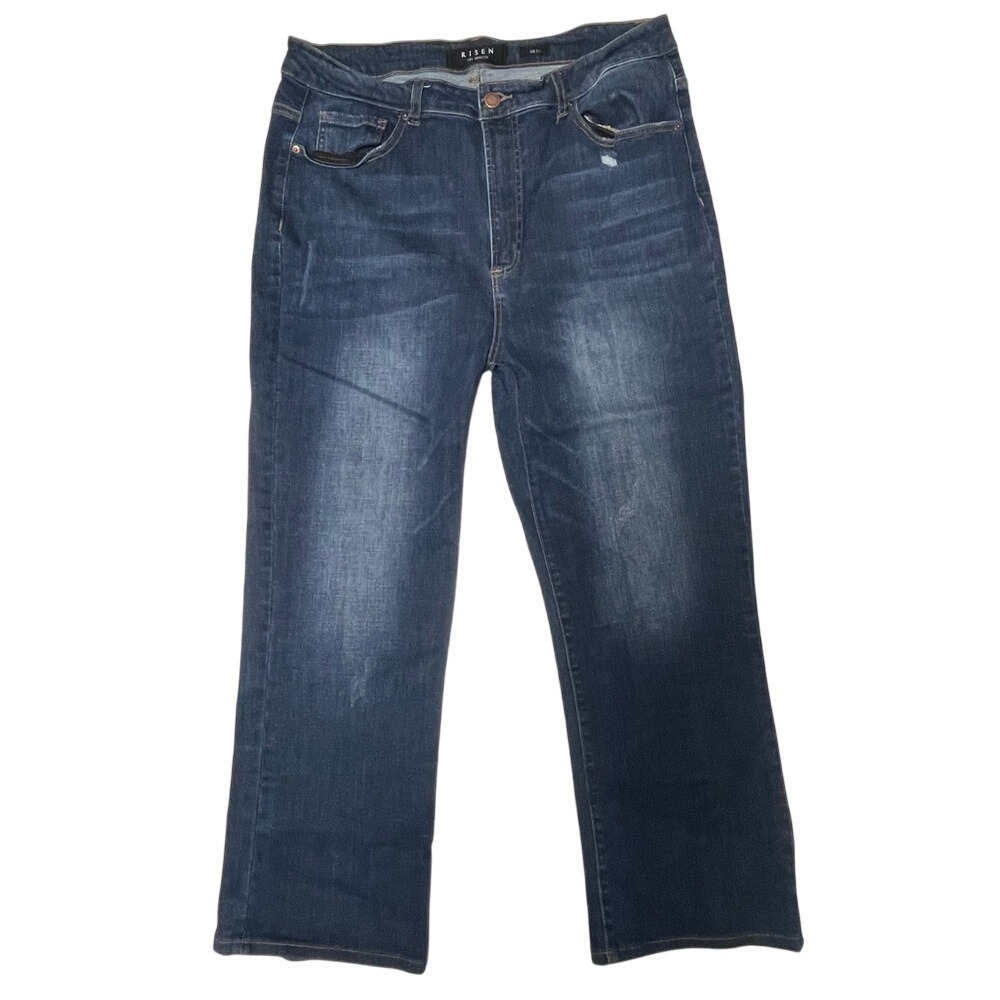 Risen High Rise Distressed Straight Jeans Women's 2XL - Picture 2 of 8